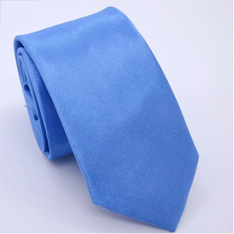 1 шт., горячая Распродажа, тонкий галстук унисекс, Одноцветный простой галстук из полиэстера, тонкий галстук 5 см, новинка, мужской галстук - Цвет: Небесно-голубой