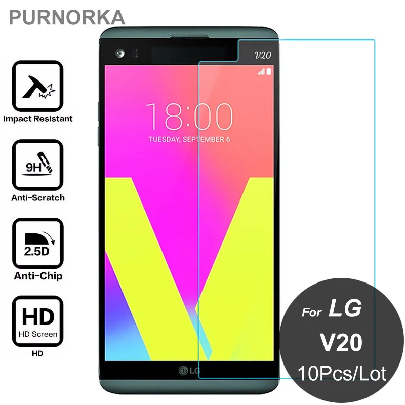 10 Pcs/Lot 9H 2.5D 0.26mm Premium Tempered Glass For LG V20 V 20 H910 5.7inch Screen Protector