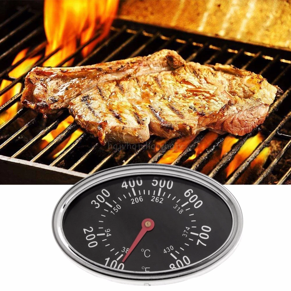 Smoker Gas Grill Lid Thermometer Gauge Camping Cooking Temp Heat
