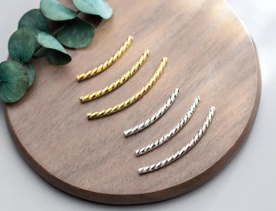 

5PCS 925 Sterling Silver Twist Curve Tube Spacer Beads DIY A2196