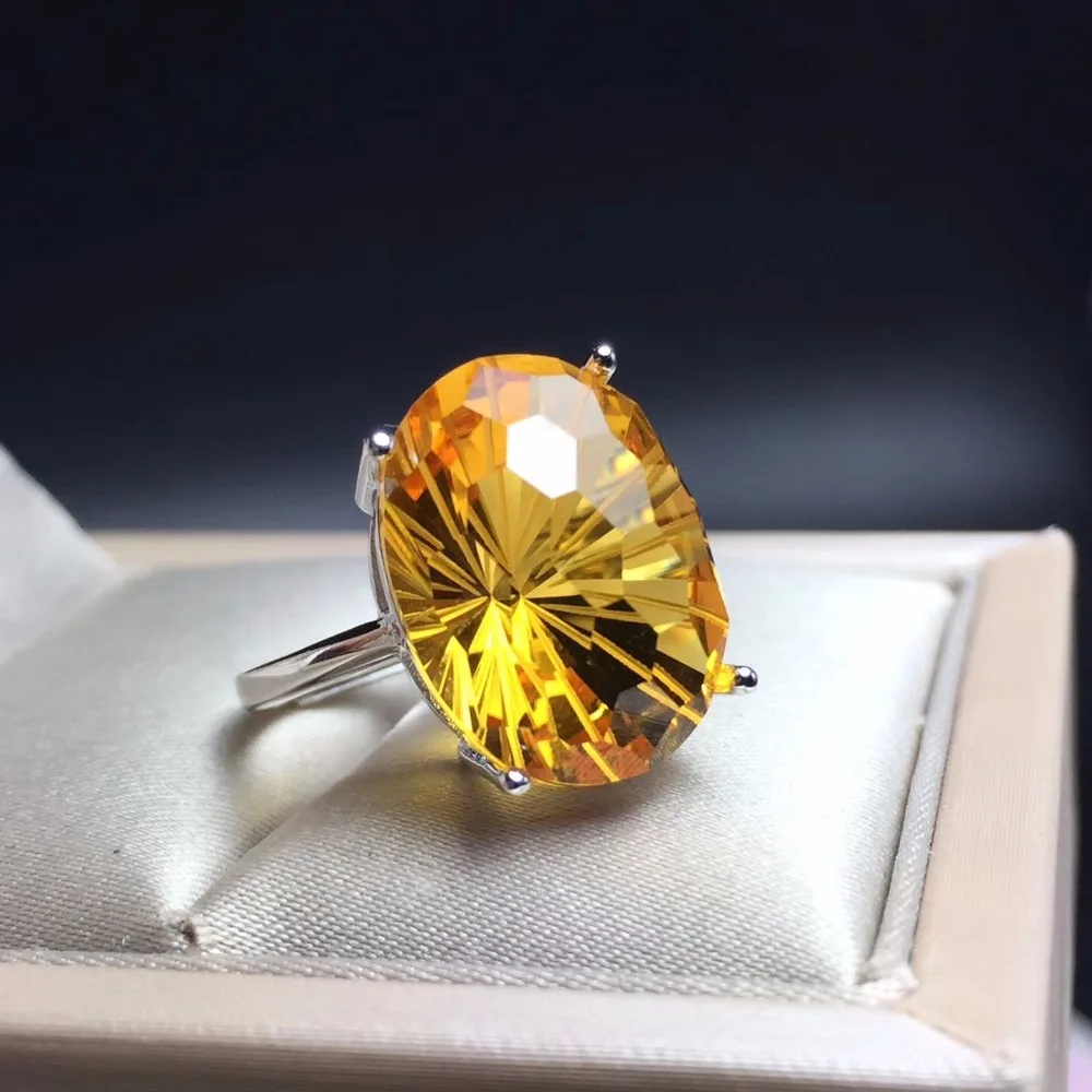 Uloveido кольцо из натурального цитрина для свадьбы Стерлинговое Серебро 925 пробы 12*16