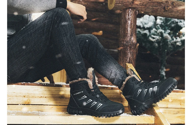 Г. Зимние мужские зимние ботинки на меху плюшевые теплые мужские полусапоги на толстой подошве Нескользящие водонепроницаемые ботильоны размер 47