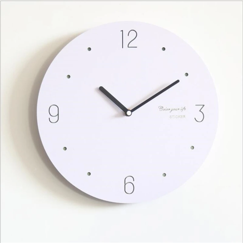 Geekcook креативные скандинавские персональные деревянные настенные часы для гостиной современные бесшумные простые белые круглые цифровые часы настенные часы