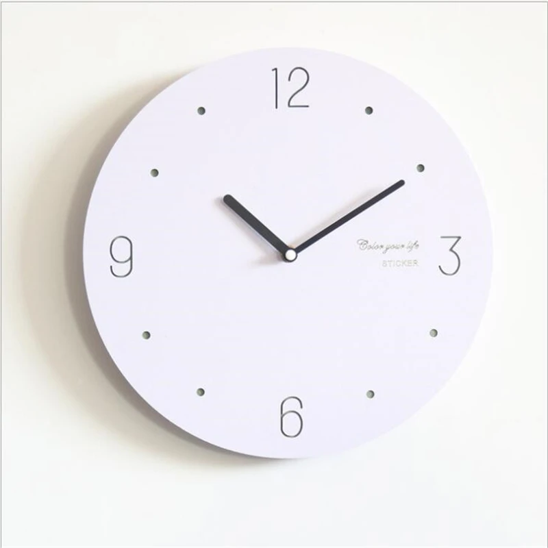 

Geekcook Creative Nordic Personality Wooden Wall Clock Living Room Modern Mute Simple White Round Digital Clock Wall Watch