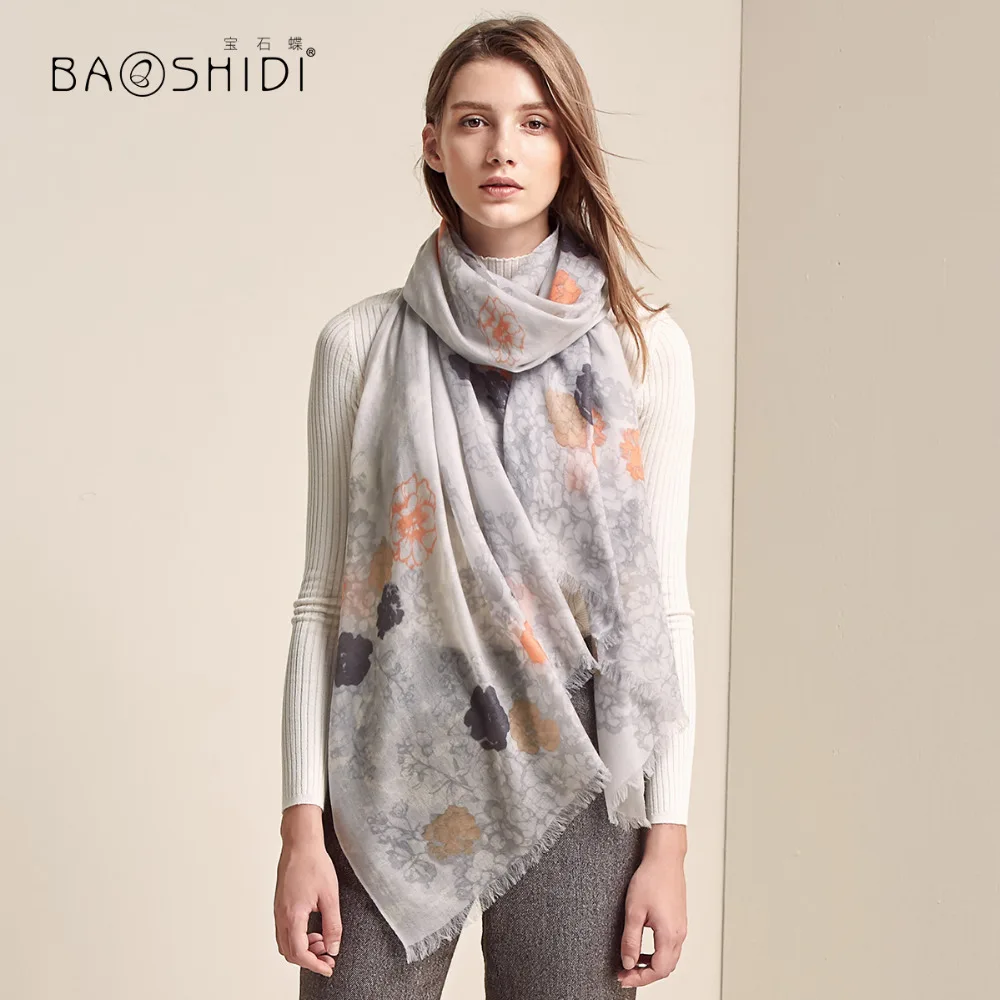 [BAOSHIDI] зимний кашемировый женский шарф, элегантная шаль с рисунком оленя, модный теплый мягкий длинный шарф-Бандана с кисточками