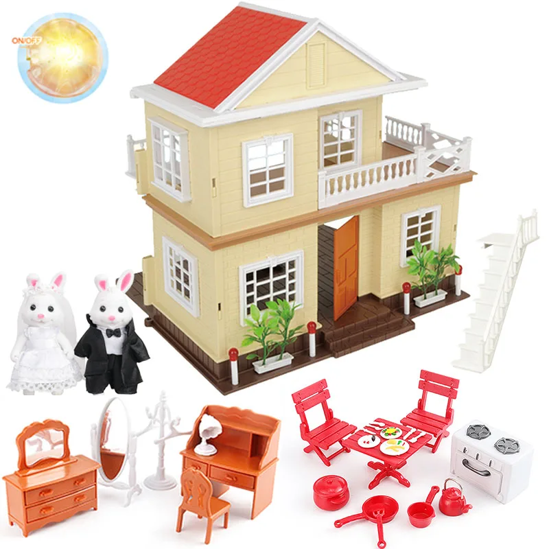 

villa Furniture Piano Table Miniature Furniture Sets Children Gift Toys garden suit for Sylvanianed Families Dollhouse Sofa