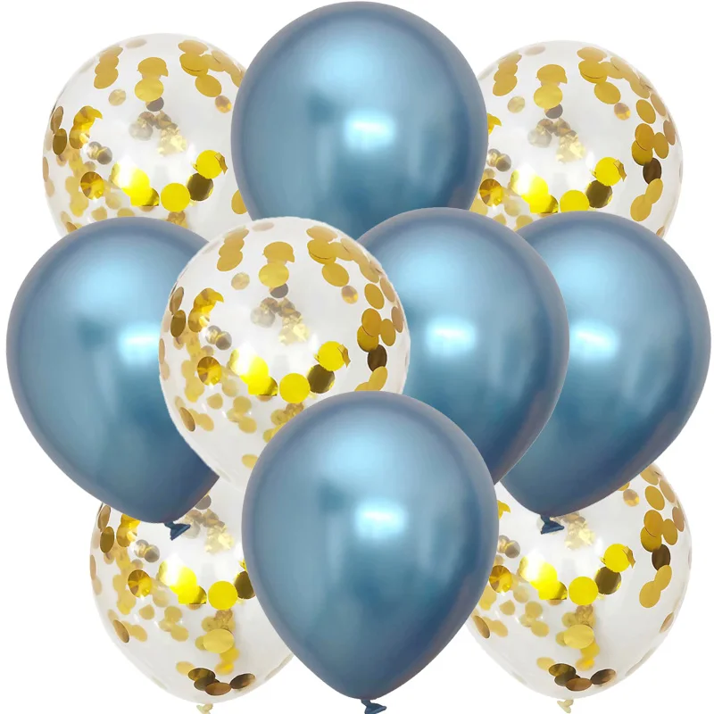 10 шт Металлические цвета латексные воздушные шары с конфетти надувные для дня рождения воздушные шары Свадебные украшения гелиевые шары