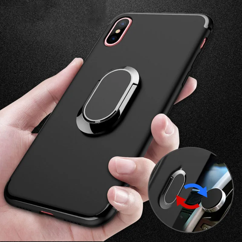 

Mobile Keysion Holder For iphone 6 6s 7 8 plus X In Car Magnetic Suction Bracket Case Finger Ring Soft TPU Back Cover SMSNXY