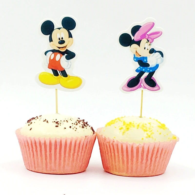 

12PCS Minnie Mickey Mouse Cupcake Topper Party Cake Sponge Foam Top Pick Girl kids birthday wedding Decoration Baby Shower favor