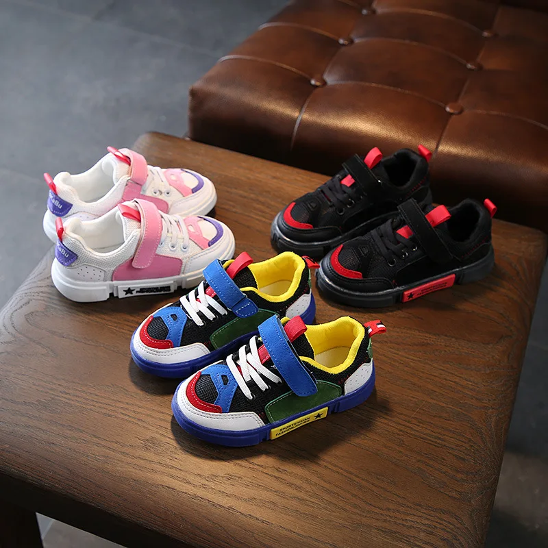 Newest PU Leather Kids shoes Mixed Colors Boys Sports Shoes Mesh ...