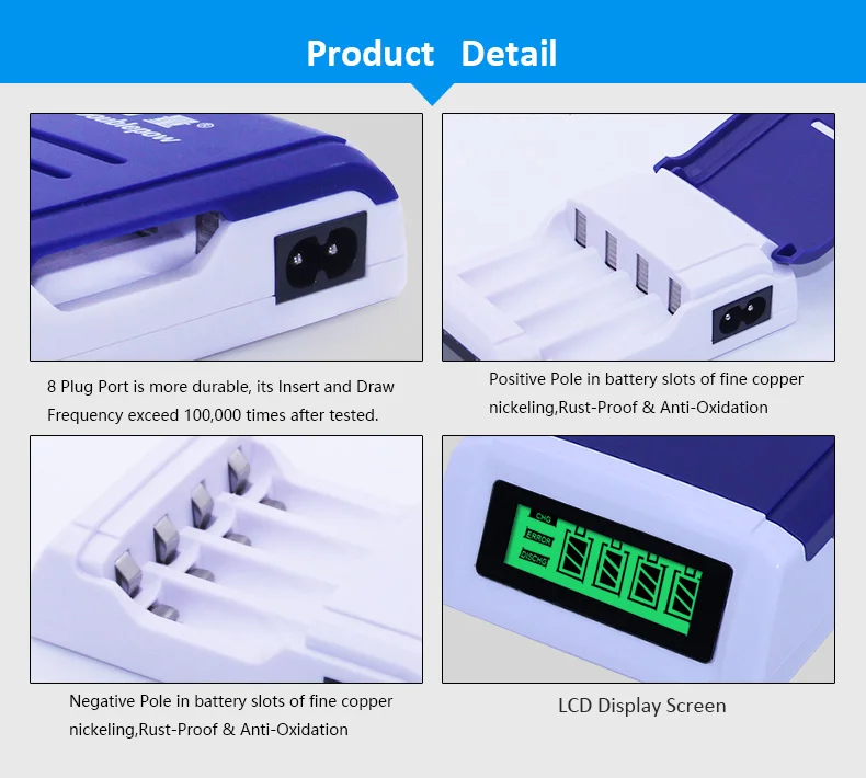 4 слота doulepow DP-K209 lcd Интеллектуальное Быстрое зарядное устройство для 1,2 V AA/AAA Ni-MH/Ni-CD аккумуляторные батареи OEM приемлемо