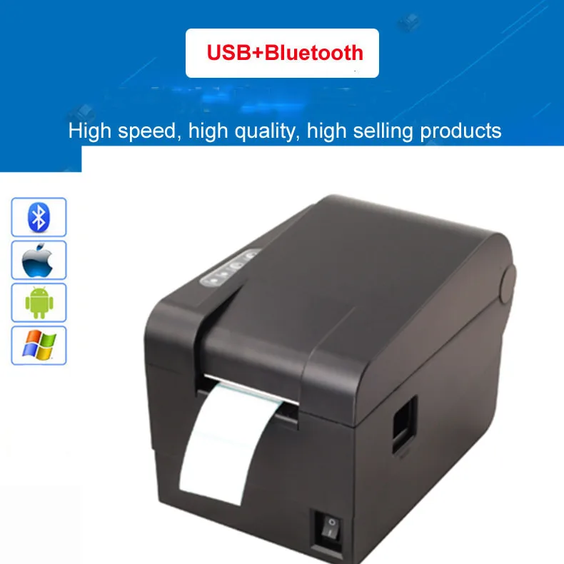 

High quality 58mm Thermal barcode sticker printer support1D 2D Qr code the non-drying label printer USB+Bluetooth interface