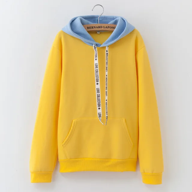Patchwork warm soft good quality hoodie women girls similar combination