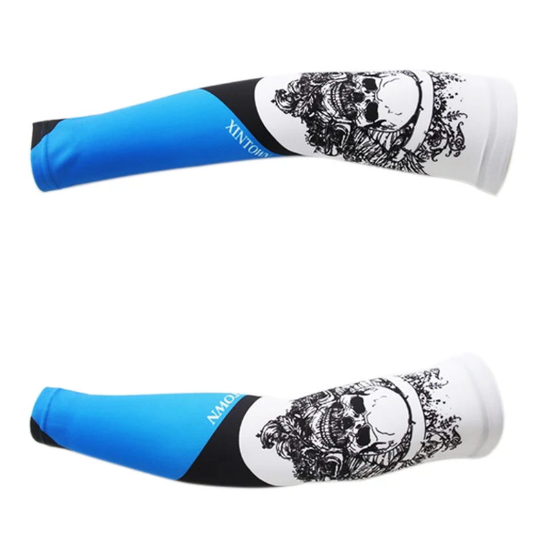 

Bike Bicycle Arm Cover Skull Print Cuff Cycling Sleeve UV Sun ProtectionWhite+black+blue