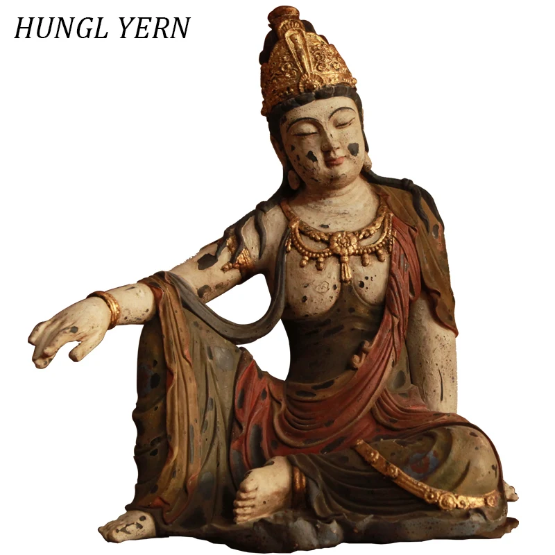 

58cm sculpture Buddha statue Guanyin Home decor Craft budas decoracion estatua Custom Raw lacquer statues ancient style