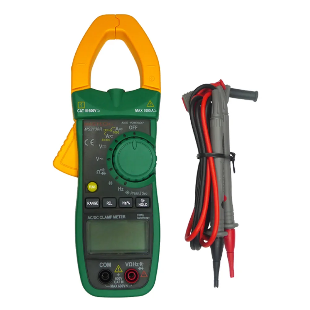 

MASTECH MS2138R Digital Clamp Meter AC DC Clamp Meter Multimeter 4000 Counts Voltage Current Capacitance Resistance Tester