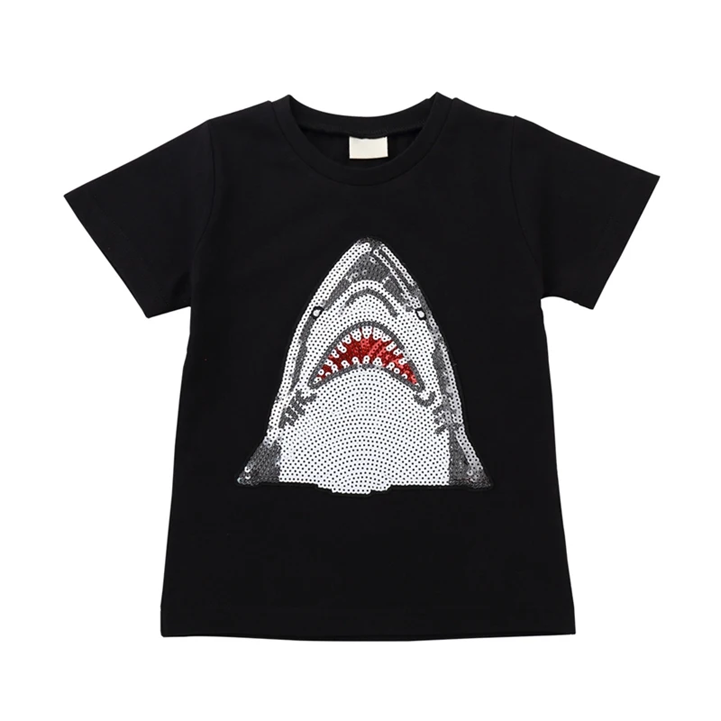 

1pcs Baby Boy Summer Clothes Short Sleeve T-Shirts For Kids Cartoon Sequins Pattern Girls Tops Tees Shirts Casual Blouse