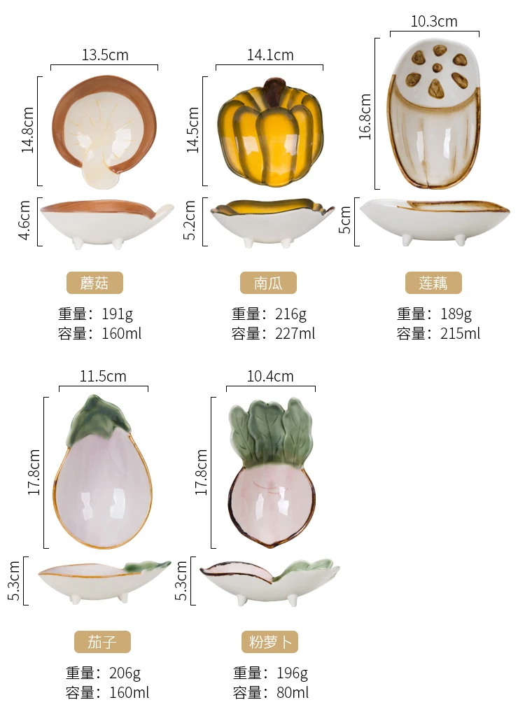 3D маленькая милая овощная керамическая тарелка для закусок, тарелка для десерта, японская тарелка для закусок, фруктов, салата, ювелирный декоративный поднос, посуда
