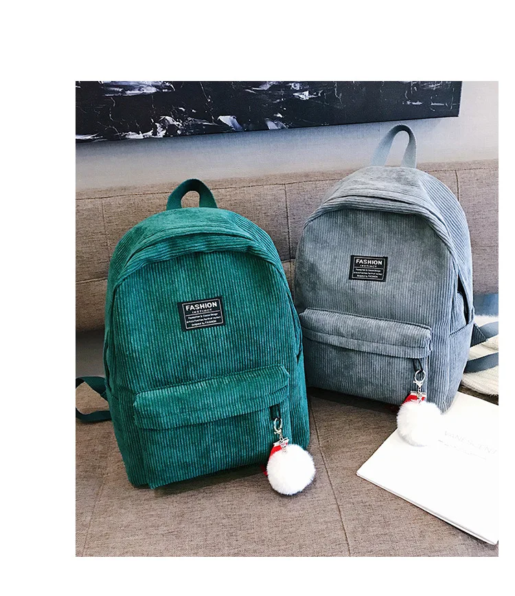 Женские рюкзаки, школьная сумка с кисточкой, вельветовый рюкзак для женщин, сумки для ноутбуков для девочек, ранец в консервативном стиле