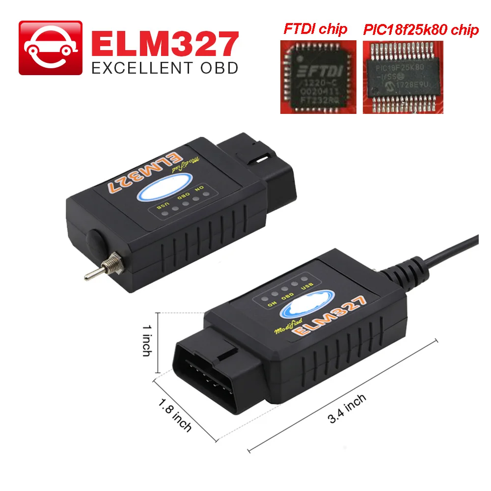 

5pcs/lot ELM327 USB Bluetooth FTDI chip with switch ELM 327 for ford HS CAN and MS CAN car OBD2 diagnostic tool