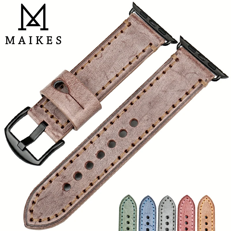 Винтажный кожаный ремешок MAIKES для Apple Watch 44 мм 40 мм/42 38 серия 4 3 2 iWatch браслет Ремешки наручных часов|strap for apple