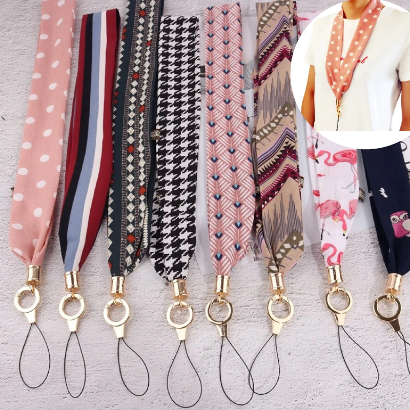 

Fashion Flamingo Neck Strap Chiffon Wide Choker Lanyard for keys ID Card Gym Mobile Phone Straps USB badge holder DIY Hang Rope
