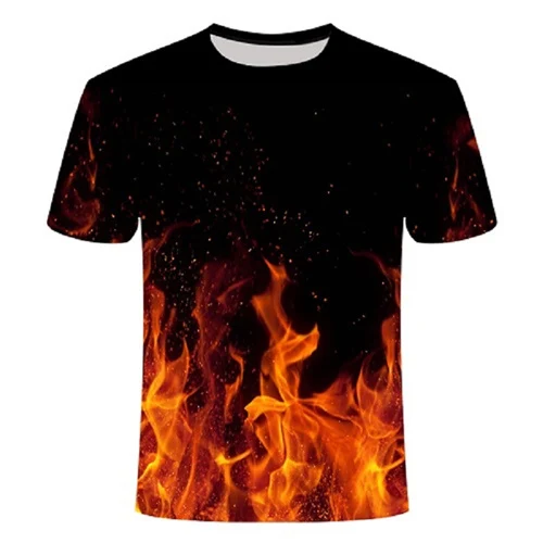 Blue Flaming tshirt Men/Women t shirt 3d t-shirt Casual Tops Anime Streawear Short Sleeve Tshirt Asian Plus-Size men's clothing - Цвет: TX051