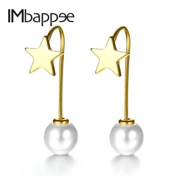 

Finxbos Simple Stainless Steel Gold Star Pop Bead Earrings for women