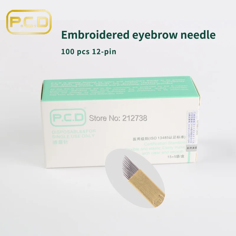 

500PCS PCD 12 Pin Permanent Makeup Eyebrow Tattoo Blade Microblading Needles For 3D Embroidery Manual Tattoo Pen Machine