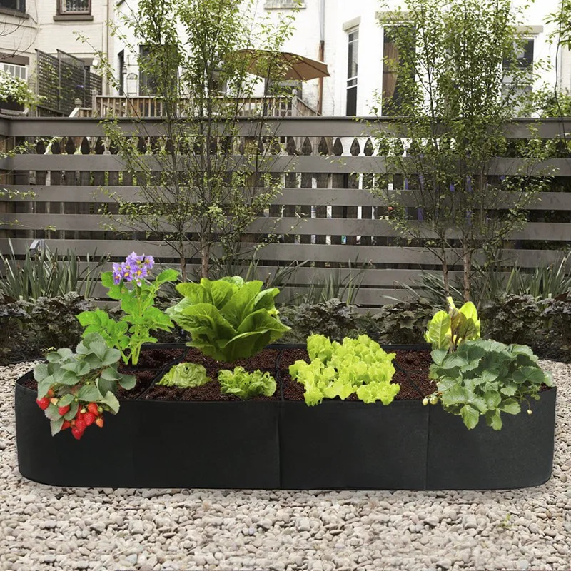 Ткань садовое растение кровать, 8 отверстие прямоугольные посадки контейнер, сумка для растений, ящик для комнатных растений, горшечные растения, цветок, для овощей, огородная B
