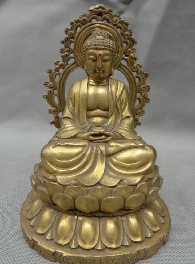 USPS to USA S1428 Chinese Pure Brass Buddhism Temple Sakyamuni Tibet Shakyamuni Buddha Bowl Statue (B0328) | Дом и сад