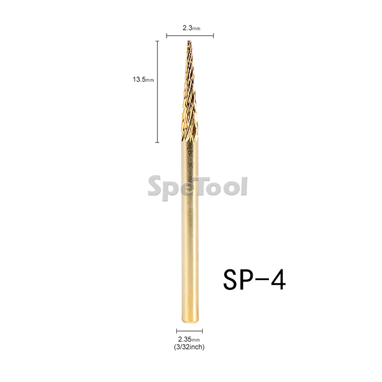 SpeTool 19 форм Позолоченные вольфрамовые карбидные сверла для ногтей инструменты для дизайна ногтей Аксессуары для электрического удаление маникюра гель