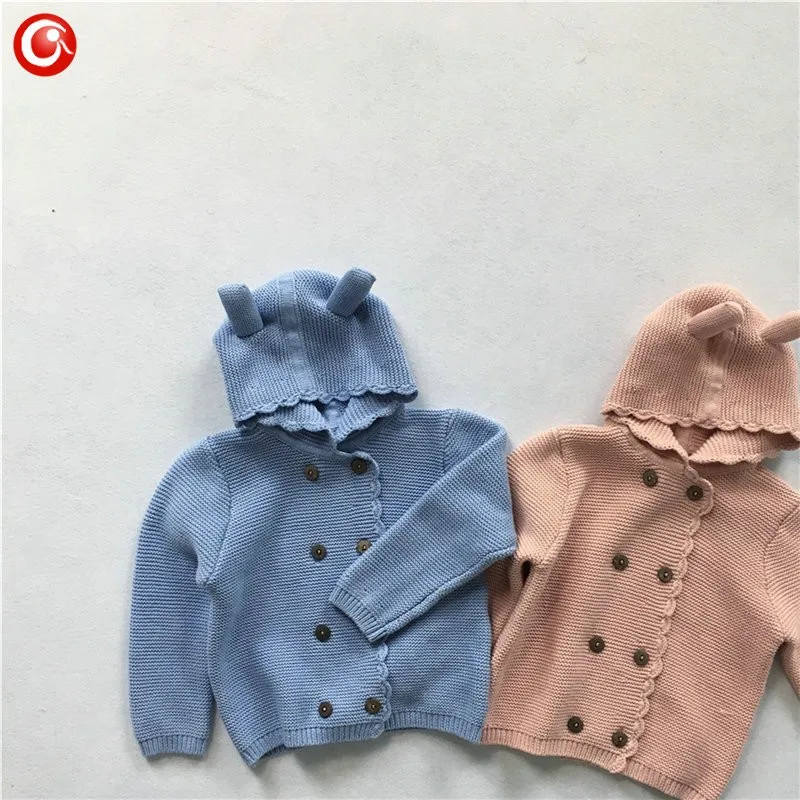 2016 AutumnWinter Kids Girls Hooded Cardigan Double Breasted Cotton Sweater For Children Boy Baby Girl Soft Knit Jumper Clothes (9)