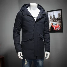 big size 8XL 7XL 6XL Mens 2017 New Winter Parkas Mid -Long Smooth Metal Zipper Stand Collar Simple Handsome Winter Jacket Men
