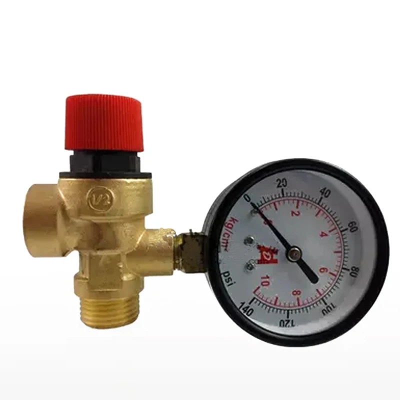 

DN15 Brass Boiler Safety Valve 1/2" Male Thread Exhaust Safety Pressure Relief Valve With Pressure Gauge 2Bar 3Bar 5Bar 8bar