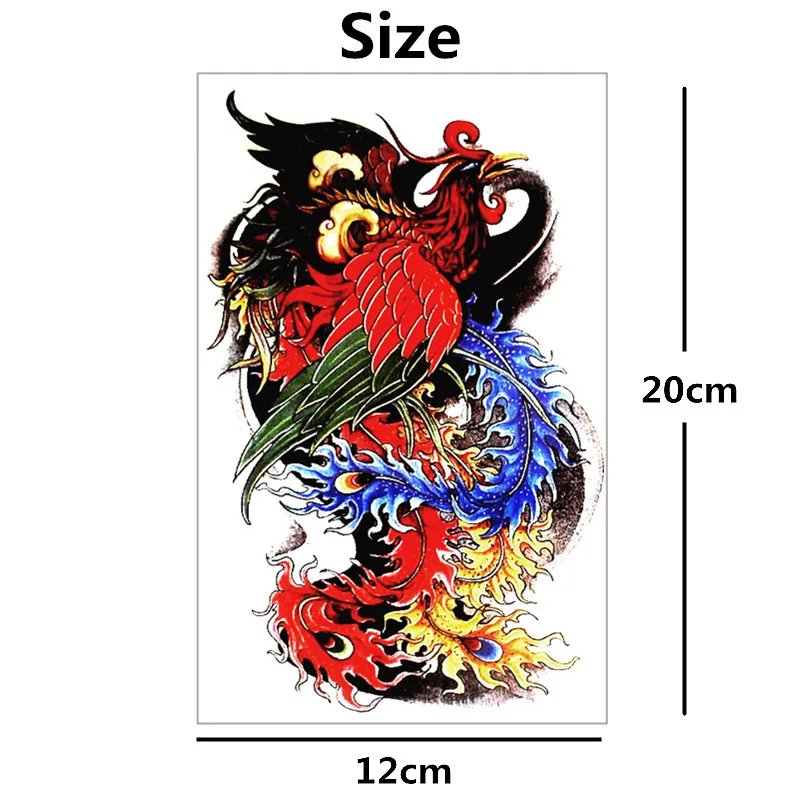 Тату наклейки Hell Fire Phenix для тела 12 х20 см|stickers metal|sticker racingsticker fabric |