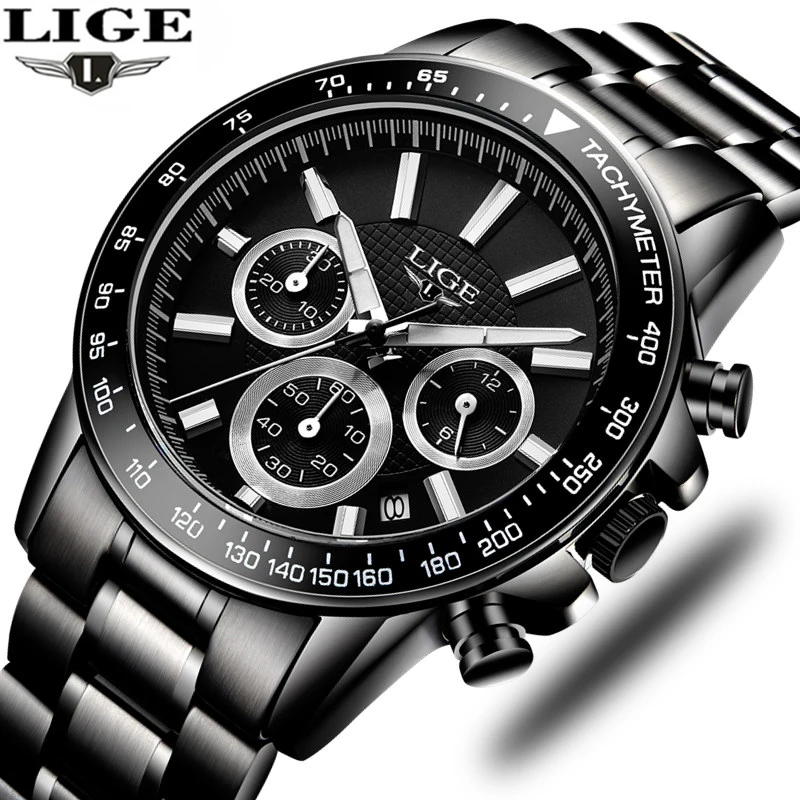 

2019 Mens Watches LIGE Top Brand Luxury Men Fashion Business Watch Men Waterproof Stainless Steel Quartz Clock Relogio Masculino