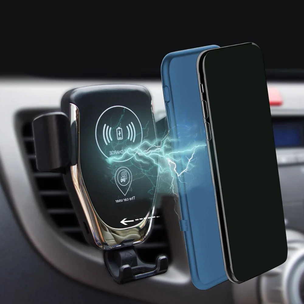 Qi Беспроводное Автомобильное зарядное устройство Авто автомобильная воздухоотводная труба 360 градусов вращающийся Автомобильный гравитационный держатель мобильного телефона черный белый