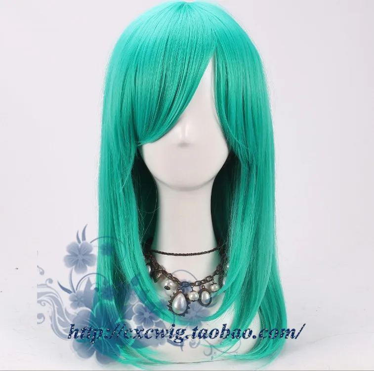 Anime Dragonball Cosplay Wig Bulma Straight Green Synthetic Hair for Adult