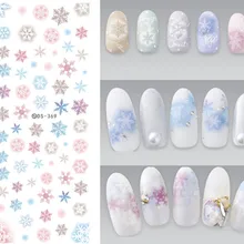DS369 DIY дизайн переводные наклейки для ногтей Красочные Снежинки Рождество Зима наклейки для ногтей s фольга для обертывания наклейки маникюр