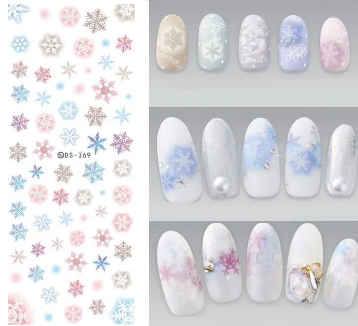 

DS369 DIY Design Water Transfer Nails Art Sticker Colorful Snowflake Christmas Winter Nail Stickers Wraps Foil Sticker manicure