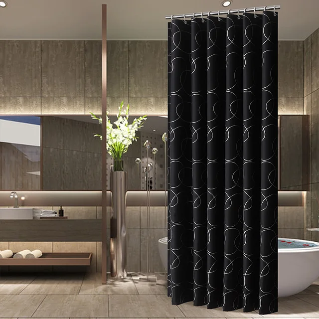 slivery line black luxury shower curtain polyester 180x180cm size modern style curtains in the bathroom shower - Luxury Shower Curtains slivery line black luxury shower curtain polyester 180x180cm size modern style curtains in the bathroom shower - Luxury Shower Curtains