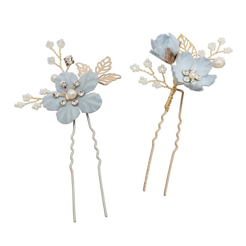 Синий цветок ручной работы Свадебный гребень для волос шпильки для свадебной прически боковая шпилька вечерние аксессуары для волос