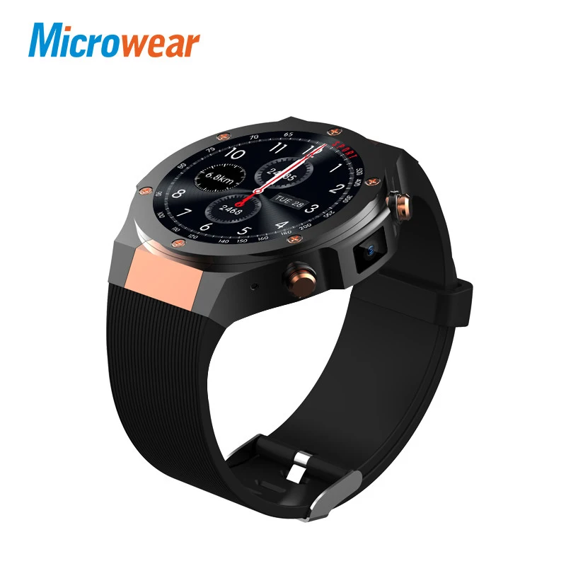 Microwear H2 Android IOS 1 г + 16 ГБ Смарт часы 39 дюймов MTK6580 телефон 3G Wi Fi gps 5MP сердечного ритма