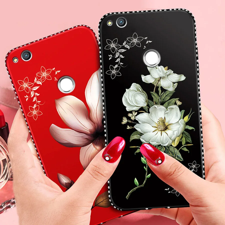 

Rhinestone Case For Huawei Honor 8 9 10 Lite 8X New Luxury 3D Relief Flower Pattern Soft Silicone Cover Honor Play 10i 20i Cases
