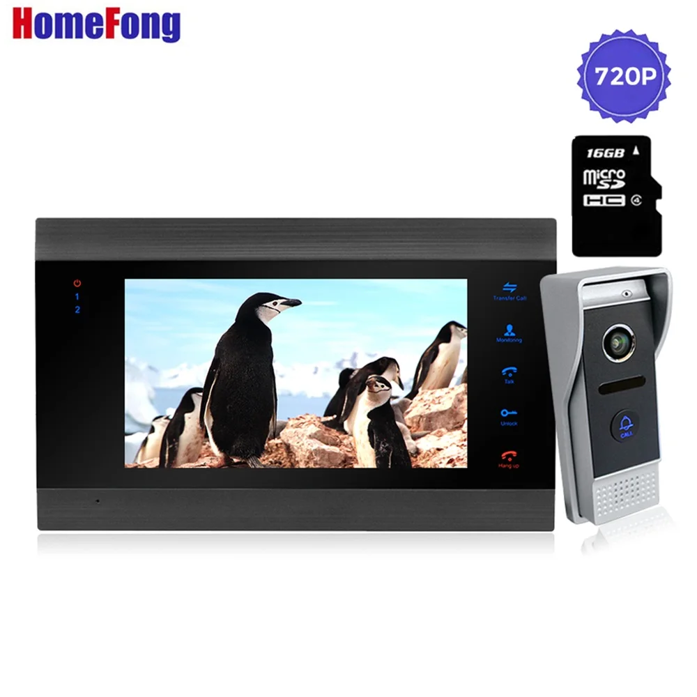 Homefong Смарт видео дверной звонок Домофон камера система 7 дюймов AHD 720p 1MP HD