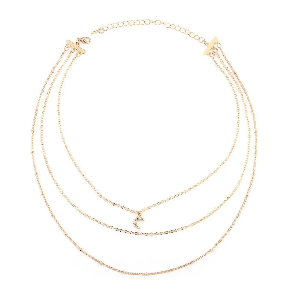 

Moon Decor Chokers Necklaces 3 Layers Clavicle For Women Charming Clavicle Collar Female Jewelry Party Ornaments Chocker