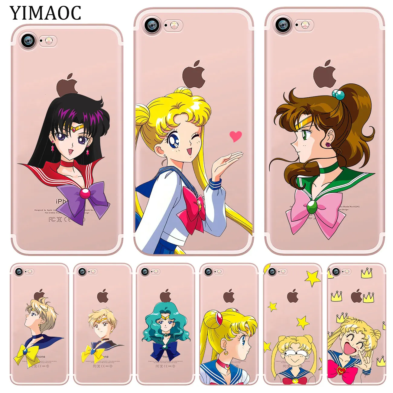 

YIMAOC Sailor Moon cat Soft Silicone Phone Shell Case for iPhone XR X XS 11 Pro Max 5 5S SE 6 6S 7 8 Plus 10 TPU Cover