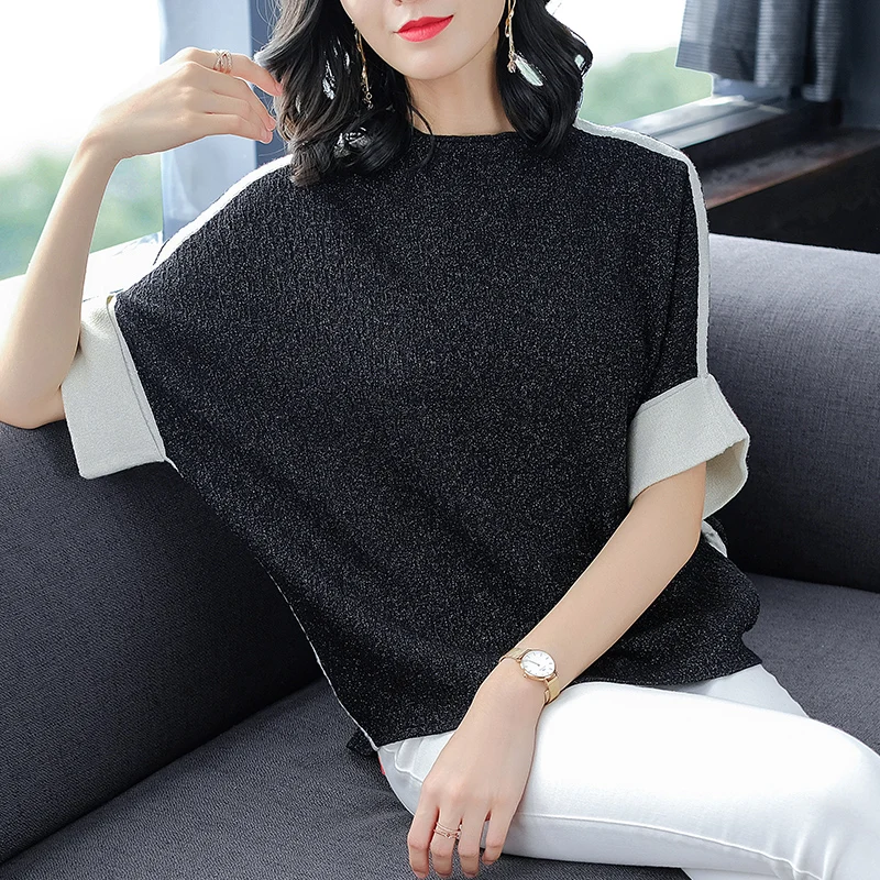 

Women's Loose Knit Blouse Spring Autumn Batwing Sleeve Knit Shirt Plus Size Sweater Pullovers