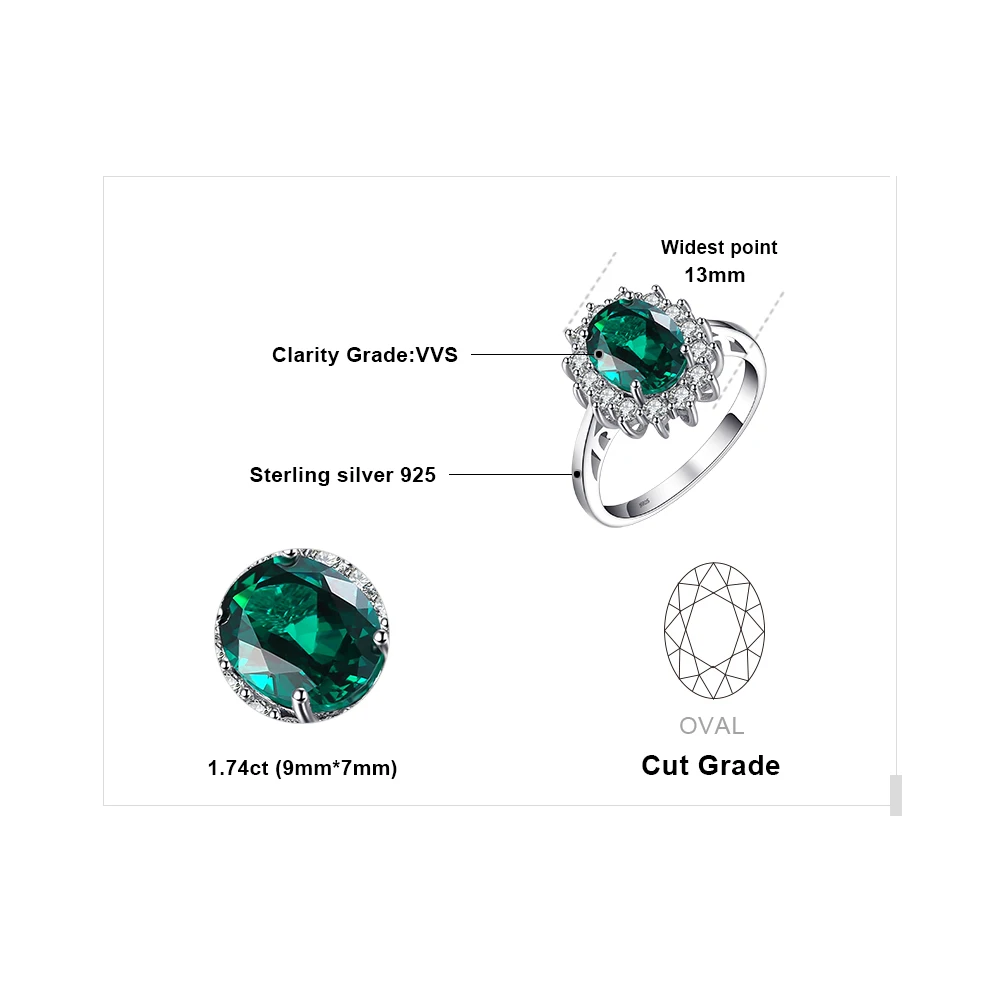 Princess Diana Simulated Green Emerald Created Red Ruby Halo Engagement Ring 925 Sterling Silver Ring finger ring silver ring For Women